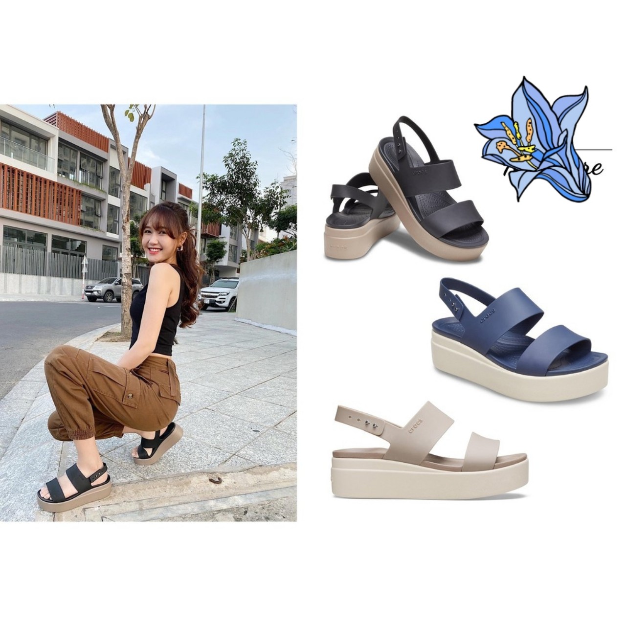 Dép sandal cross nữ đế cao 5P