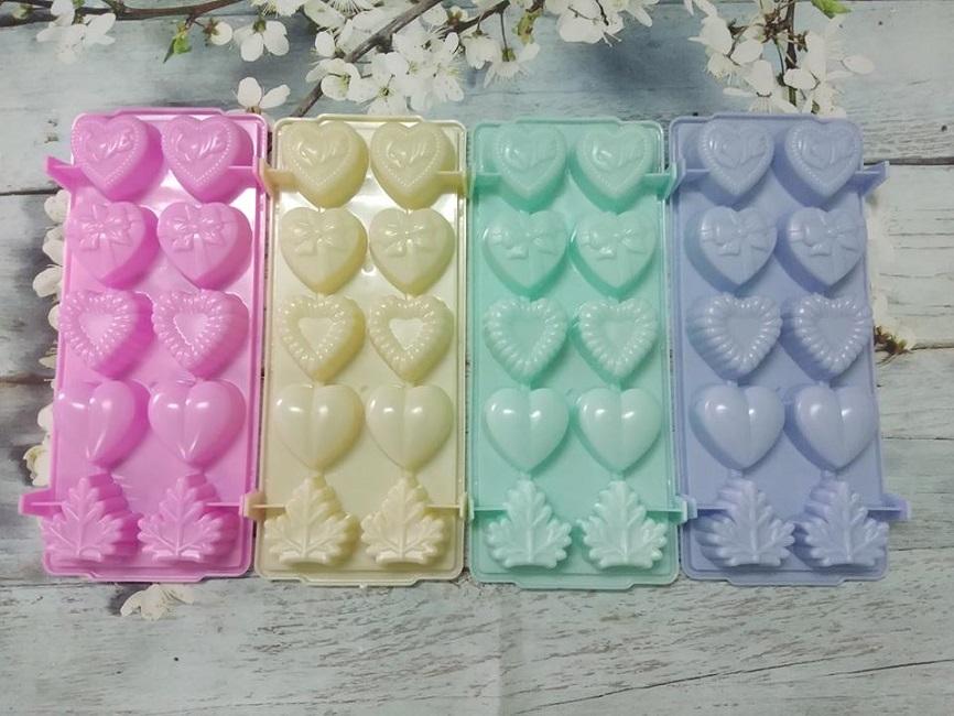 Combo 4 khay làm đá thạch rau câu hình tim lá 10 ô