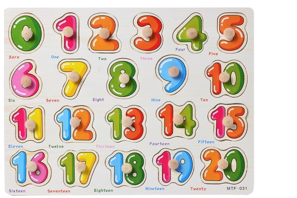 Combo 4 Bảng Ghép Hình Núm Gỗ (Rau Củ, Hoa Quả, Chữ, Số)