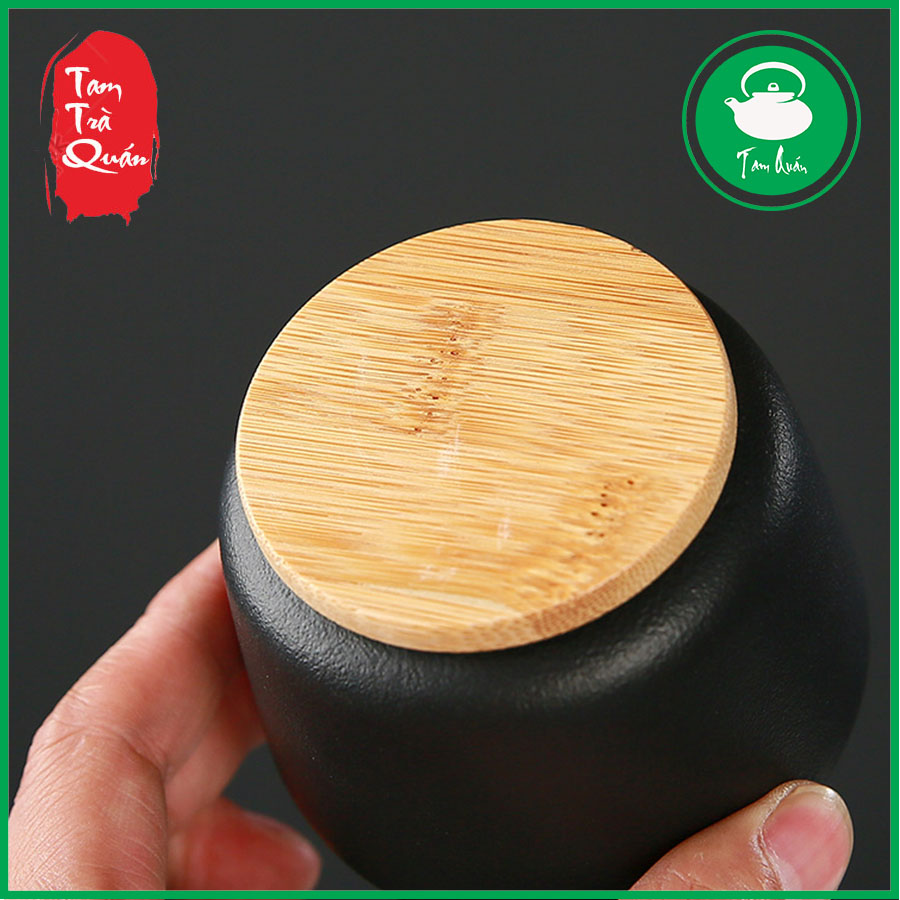 Hũ đựng trà gốm Đức Hóa ( hắc nê)