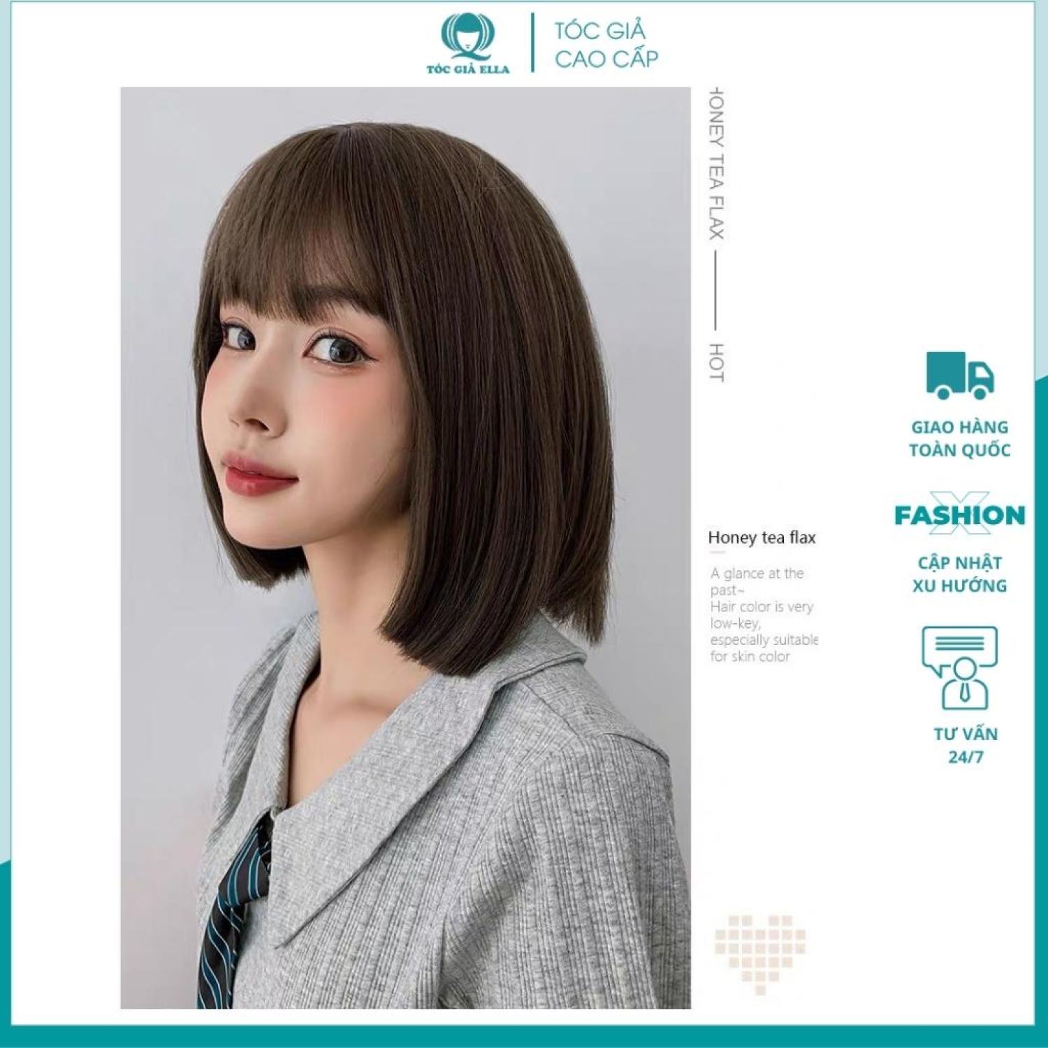 Tóc giả nguyên đầu vic đuôi ngang D3111