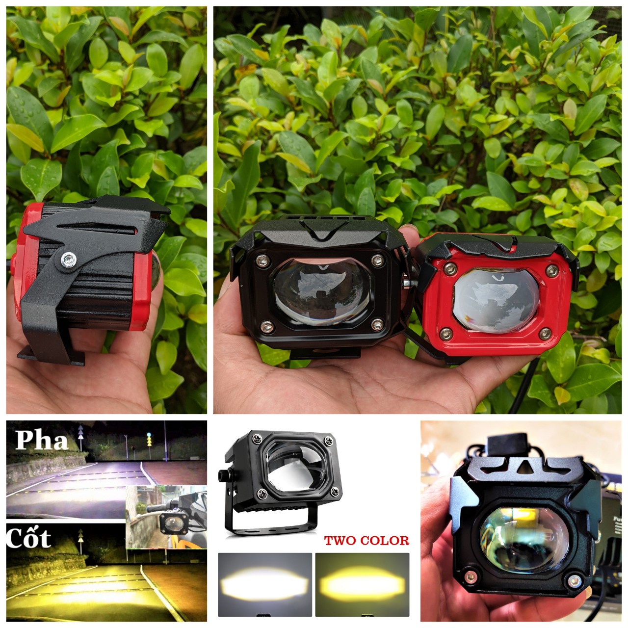 Đèn trợ sáng xe máy ô tô 2 màu cốt vàng pha trắng F20XP mẫu mới 60W siêu sáng chống nước hàng cao câp dành cho khách víp