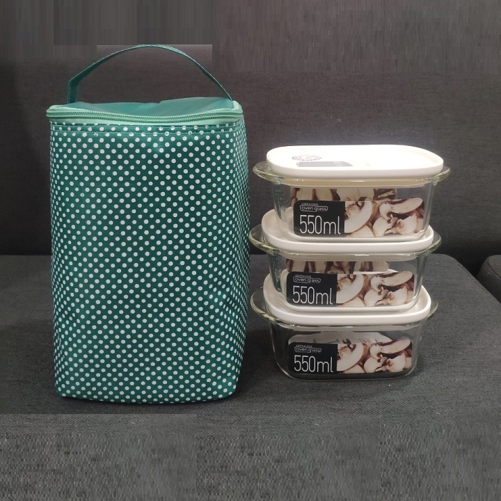 [HCM]bộ hộp cơm thủy tinh lock&lock - bộ hộp đựng cơm lock&lock