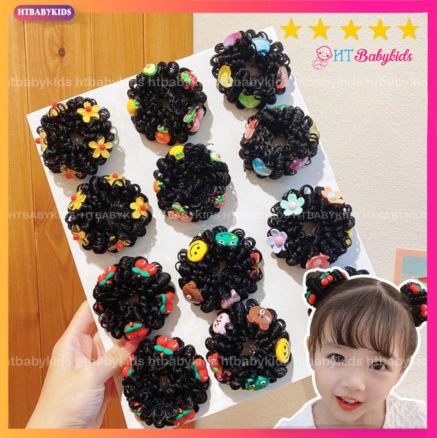 Set 2 Dây Buộc Tóc Giả Búi Tóc Natra Cho Bé