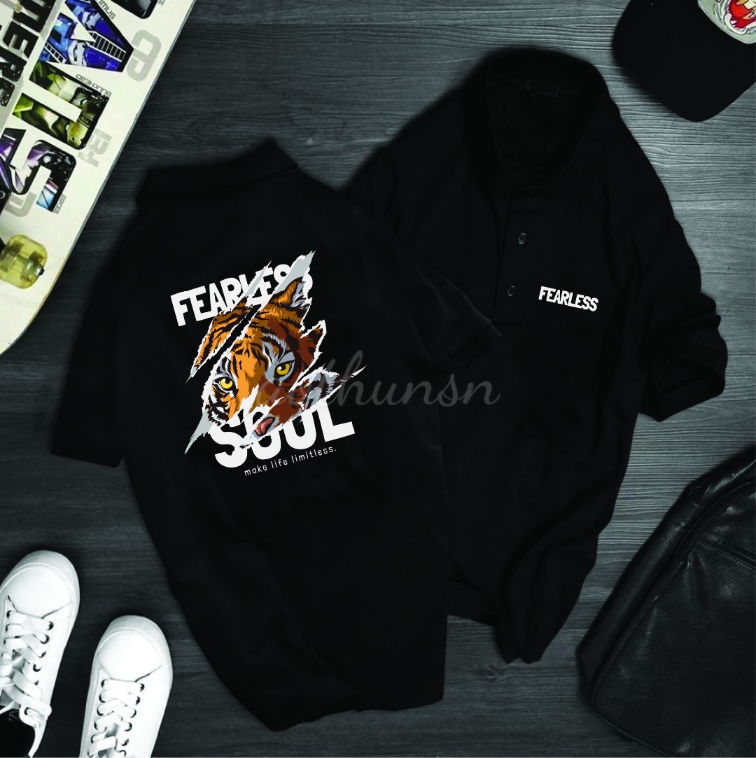 Áo thun cổ trụ cổ bâu polo cọp fearless