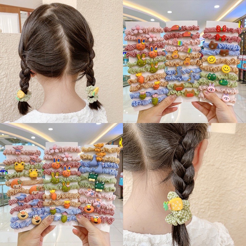 Set 10 dây chun cột tóc nhiều màu cute cho bé