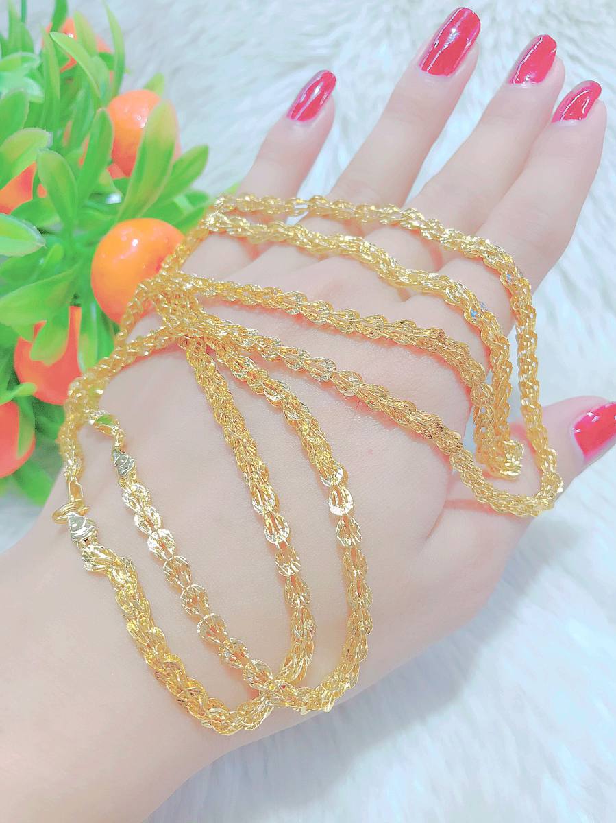 Dây chuyền nữ mạ vàng thật 18K JK Silver cho độ sáng lấp lánh cao không gây dị ứng, thích hợp đi tiệc cực sang chảnh, day chuyen bac dep, trang suc vang nonU.daychuyen118 54R