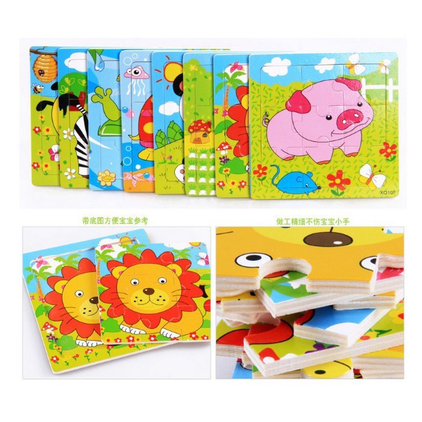 Combo 10 Tranh Ghép Hình 9 Miếng Cho Bé