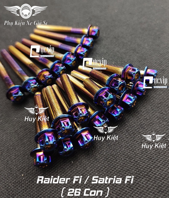 Bộ ốc máy vương miện titan cho xe raider fi, satria fi ms2124