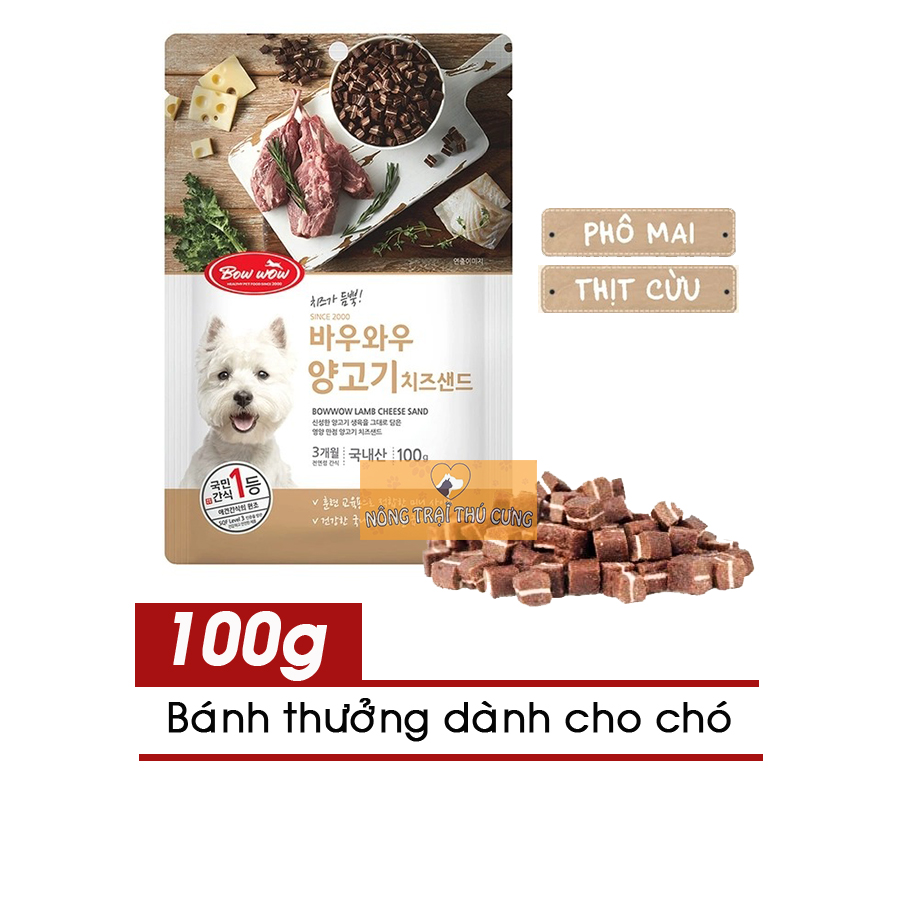Bánh thưởng phô mai thịt cừu bowwow cho chó 100g -