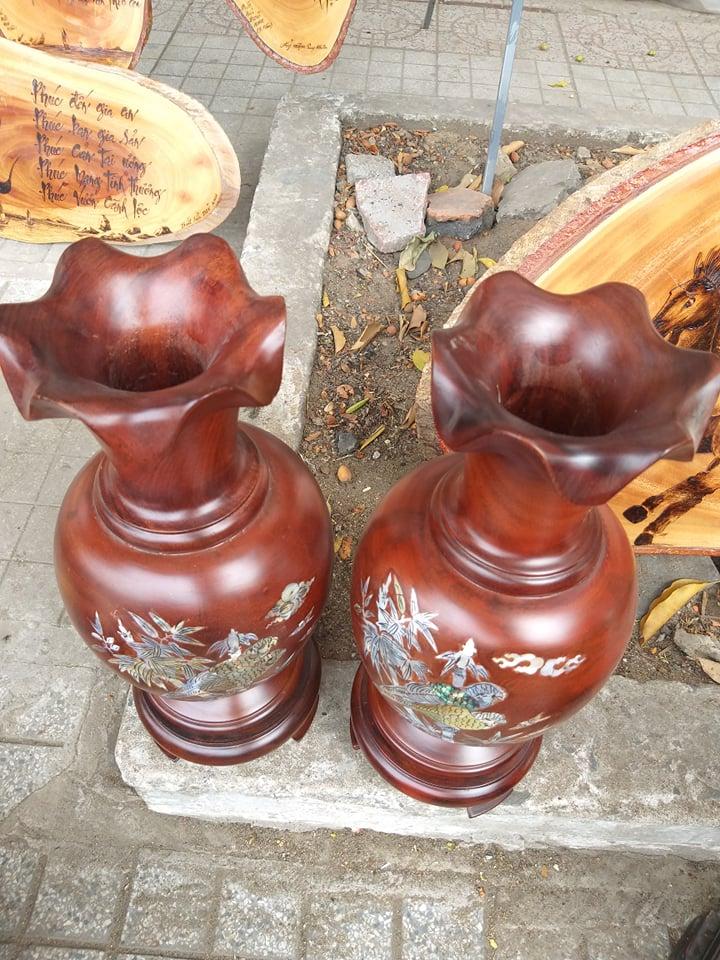 Căp lục bình gỗ Lim cao 40cm