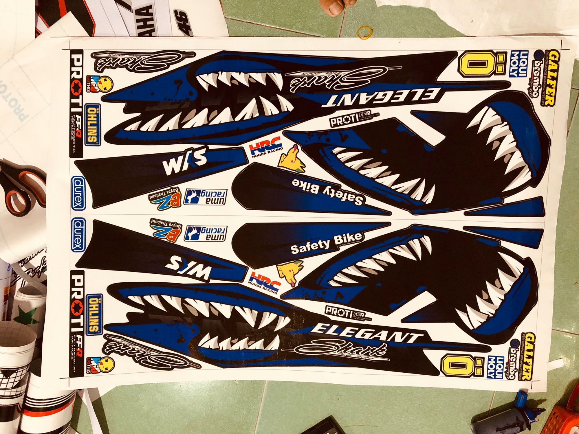 [ QUÍ KHÁCH VUI LÒNG MANG TEM RA TIỆM CHO THỢ DÁN] TEM RỜI dán xe elegant 50 mẫu cá mập xanh đen