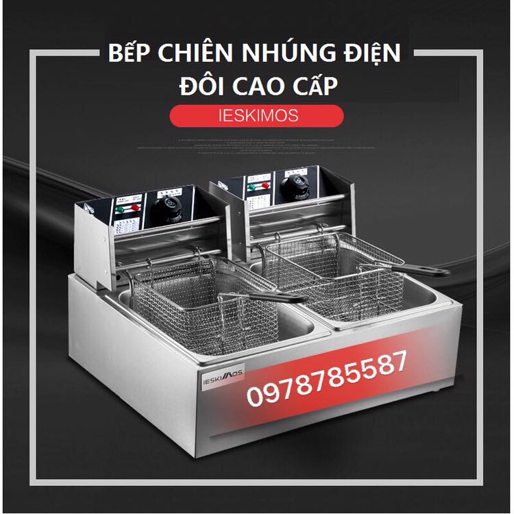 Bếp chiên nhúng điện đôi 2 hoc