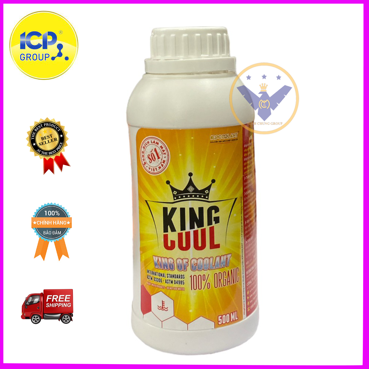 Nước làm mát động cơ ô tô, xe máy (màu đỏ) Kingcool Super lon 500ml