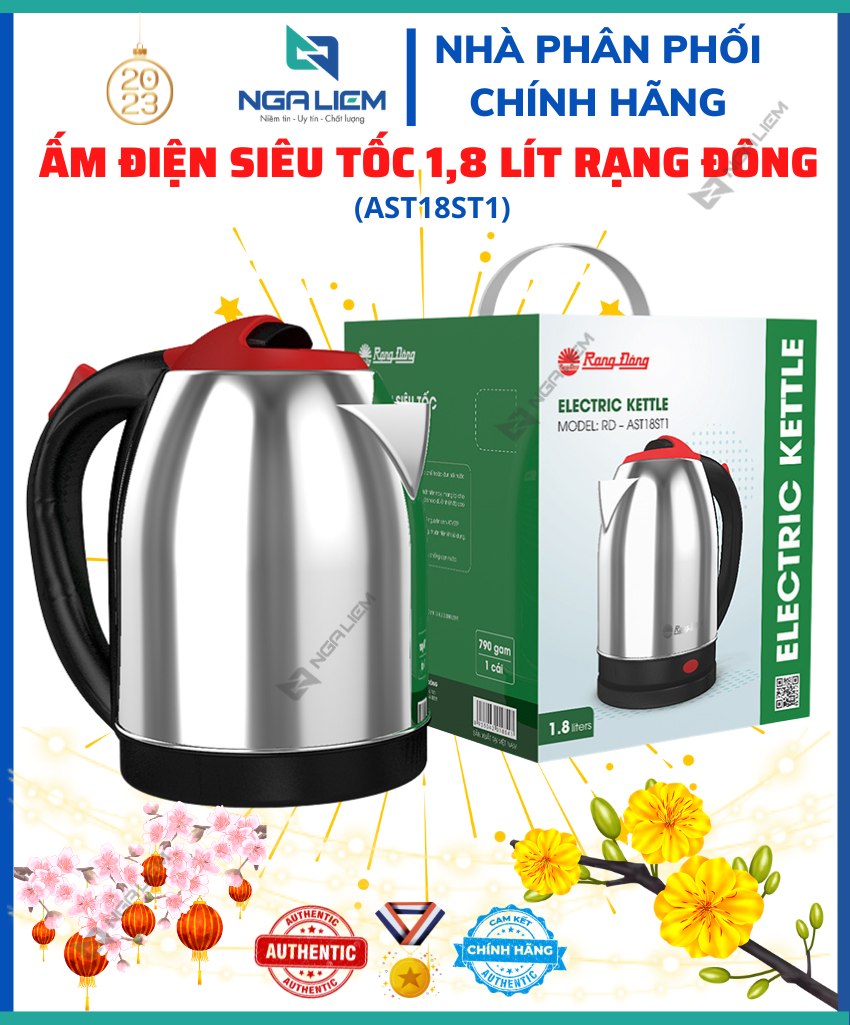 Ấm điện siêu tốc 1,8 lít Rạng Đông (AST18ST2)