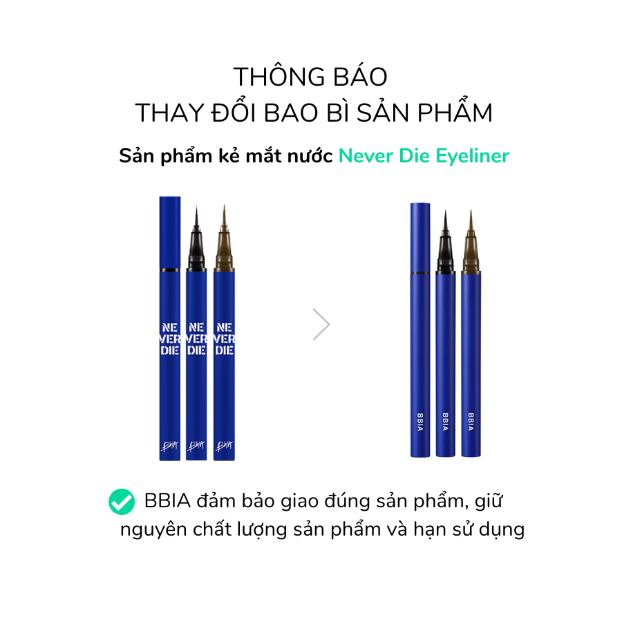 Long-Lasting, Waterproof Liquid Eyeliner Bbia Never Die Brush Eyeliner 0.4g