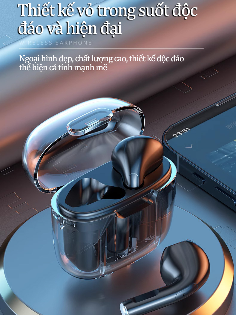 Tai nghe bluetooth không dây pin trâu chính hãng POLVCDG âm thanh to trong suốt cảm ứng chạm, tai nghe gaming cao cấp độ trế cực thấp có mic