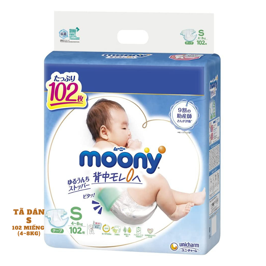 Bỉm - Tã Dán Moony Blue Jumbo size NB111/ S102/ M78/ L68 (siêu cộng miếng)
