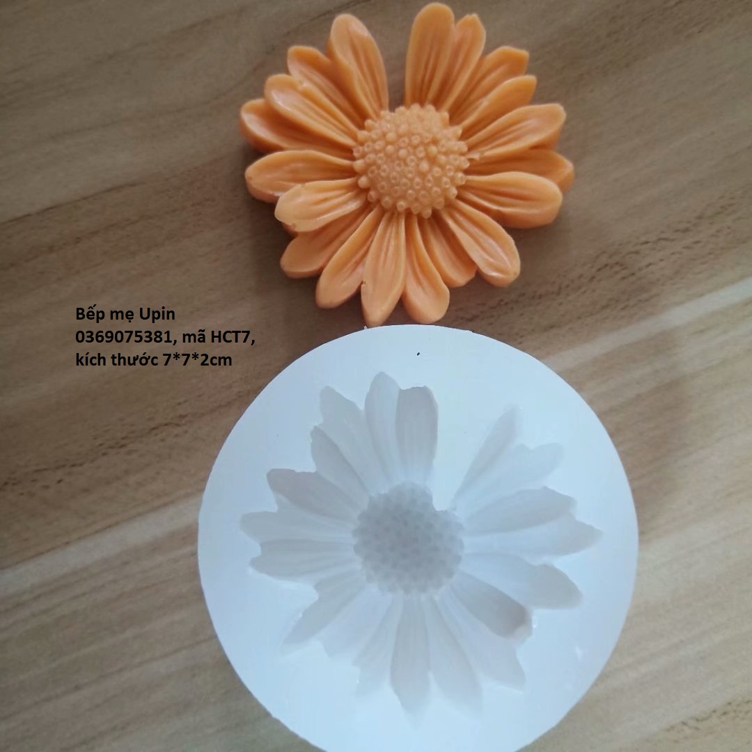 [ khuôn 4d sale] khuôn silicon hoa cúc thiếu cánh 7cm mã HCT7