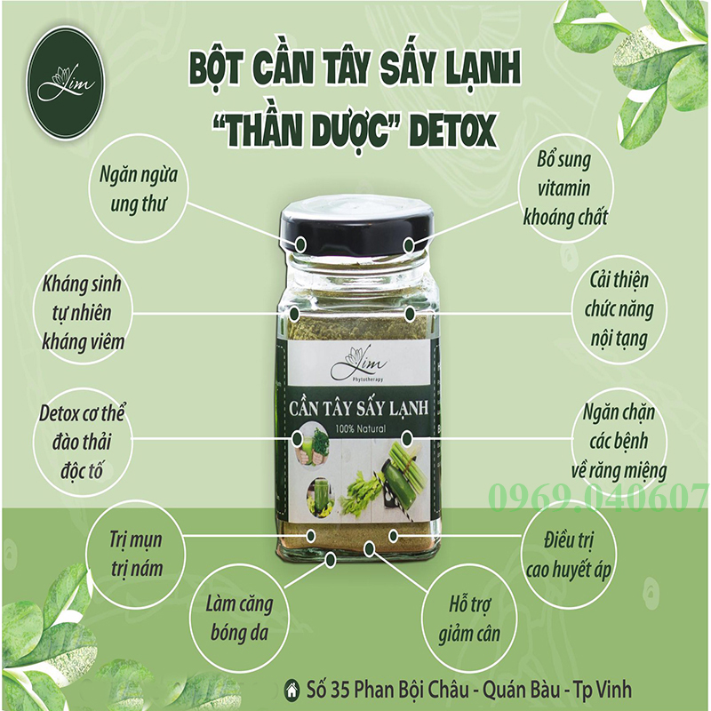 Bột cần tây sấy lạnh nguyên chất nhà LIM (150gr)
