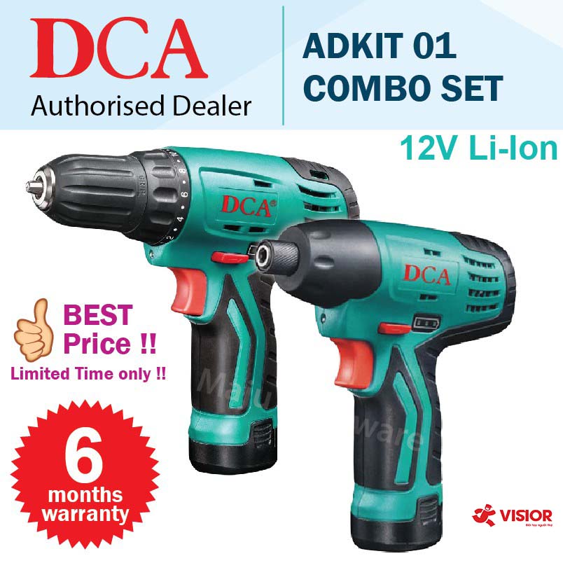 Bộ combo máy khoan và máy siết vít dùng pin DCA ADKIT01