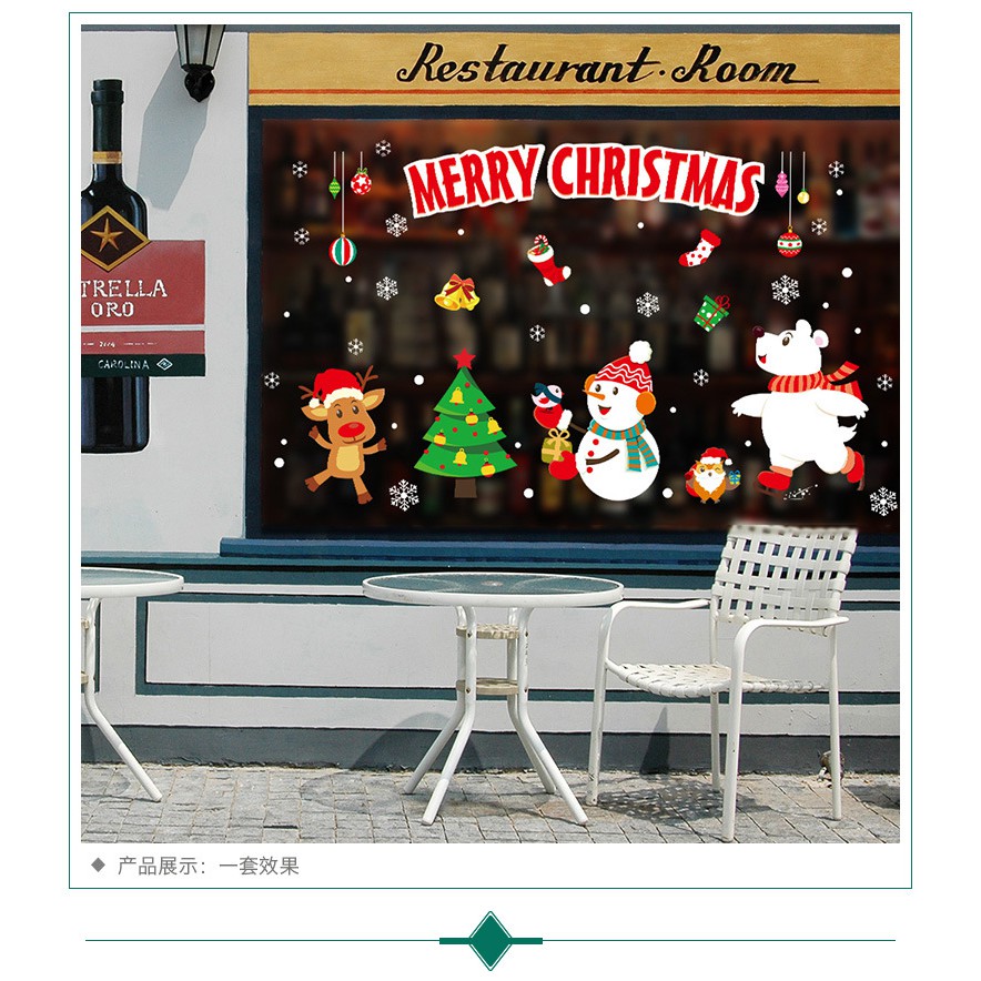 Decal trang trí Noel 2022 Decal dán tường , dán kính Noel Tranh dán kính dán tường trang trí giáng sinh mùa Noel Merry Crishmart Tranh dán kính hình người tuyết