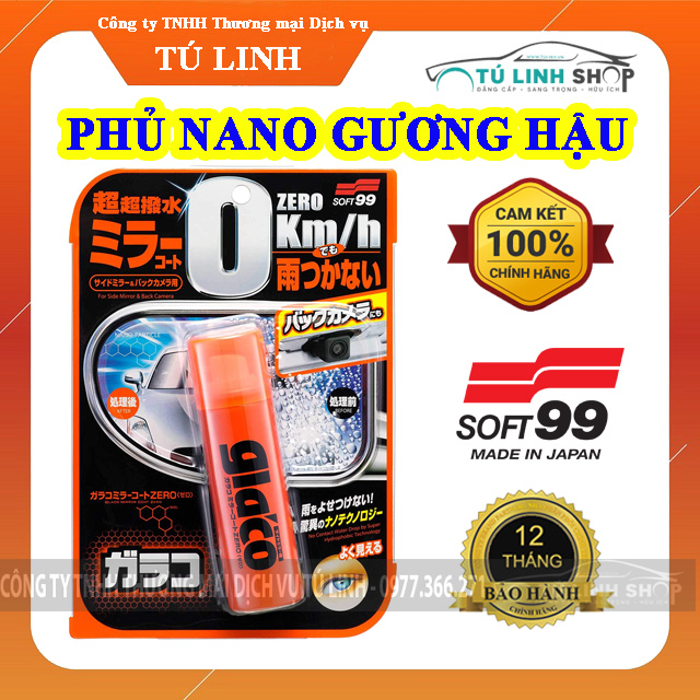 Phủ Nano gương chiếu hậu ô tô Glaco Mirror Coat Zero - Soft99 ( Phủ Nano Kính Chiếu Hậu )