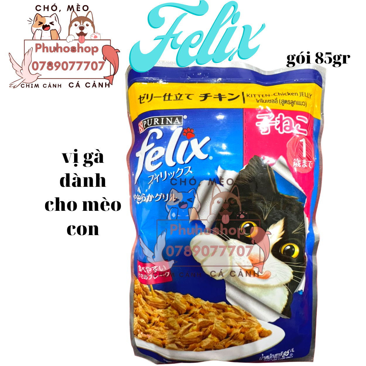 FREESHIP MAX Felix thức ăn cho mèo con vị gà gói 85gr_phuhoshop