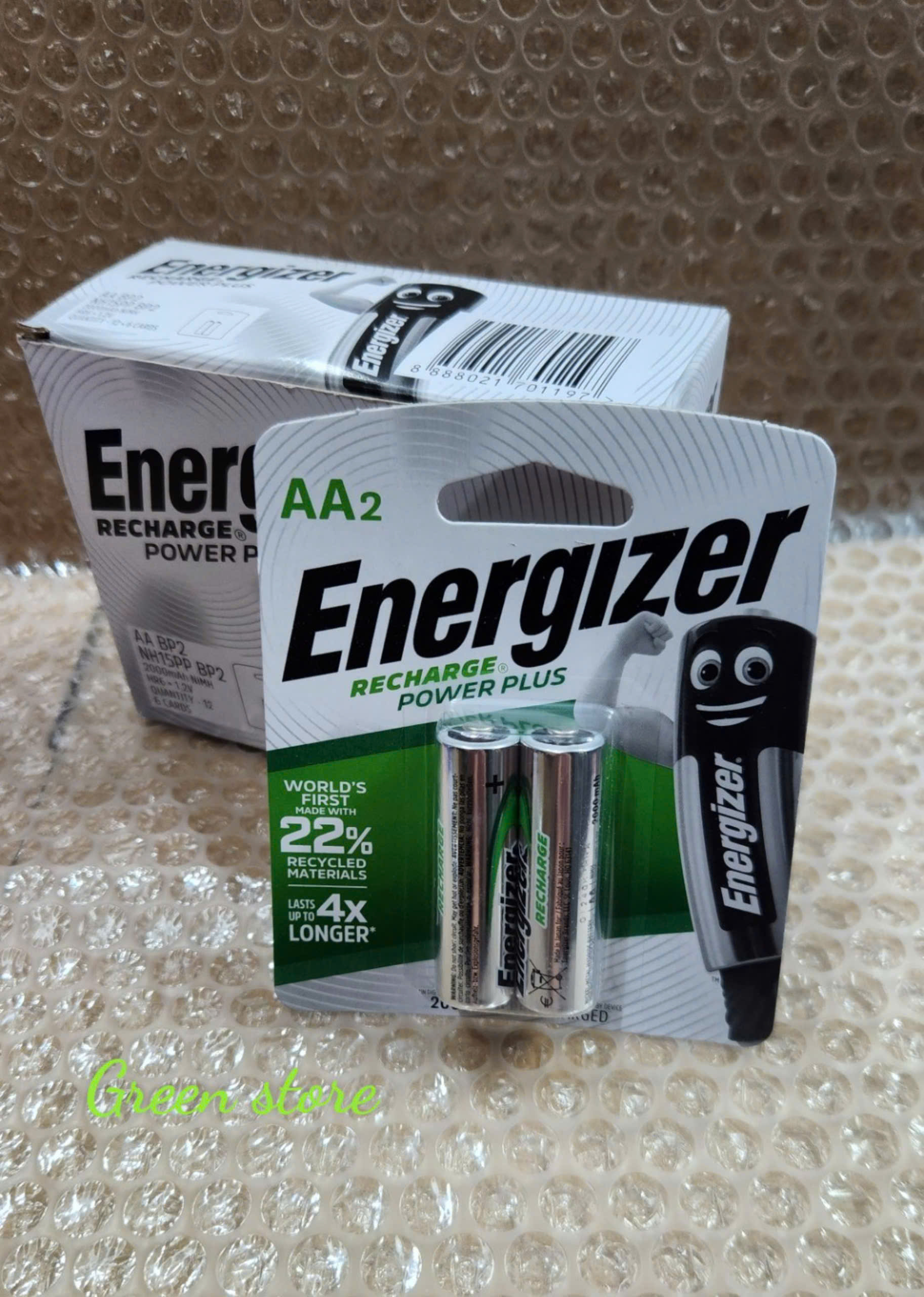 Vỉ 2 pin sạc AA 2000mAh 1.2V Energizer Recharge - Made in Japan