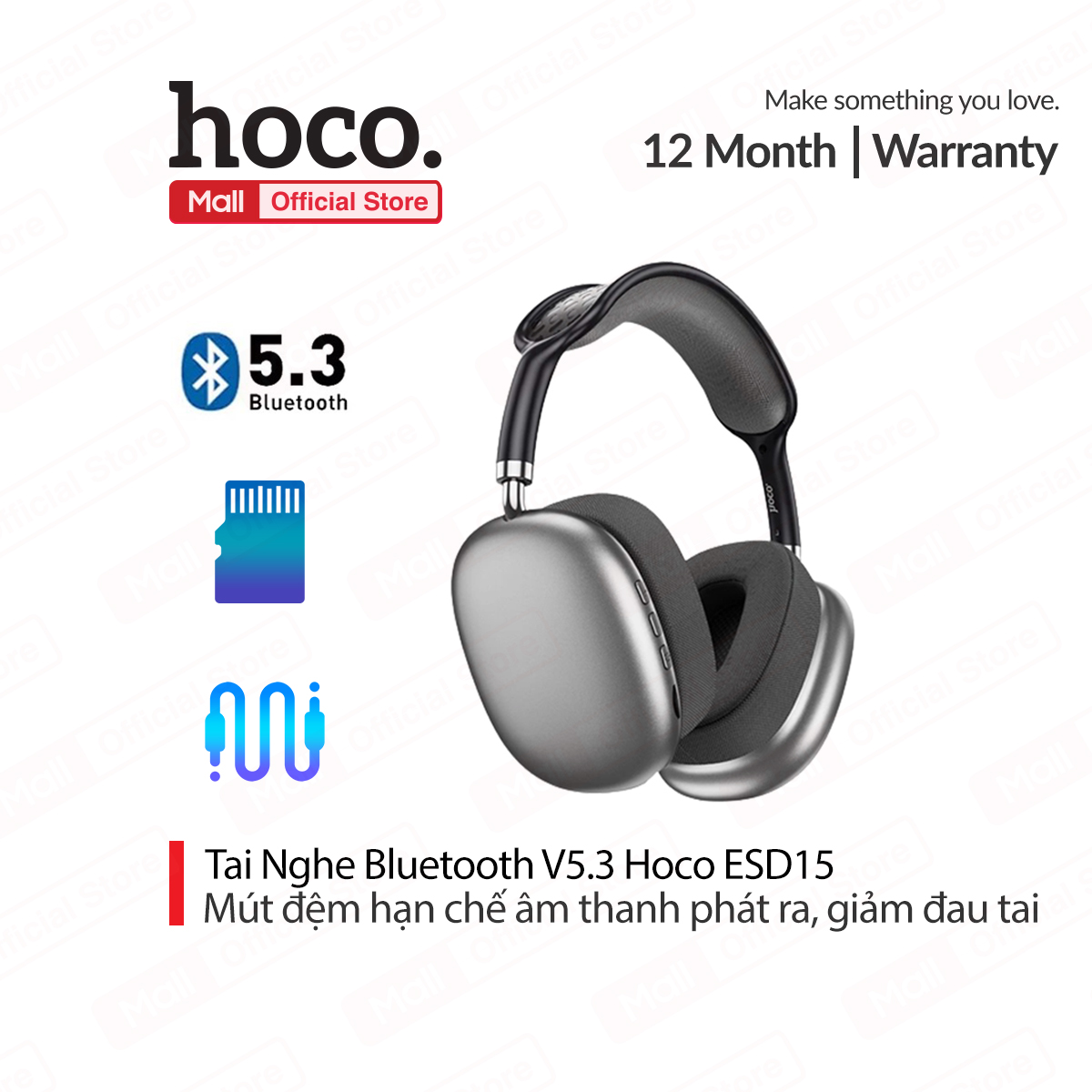 Tai Nghe Bluetooth V5.3 Hoco ESD15 có mút đệm hạn chế âm thanh phát ra