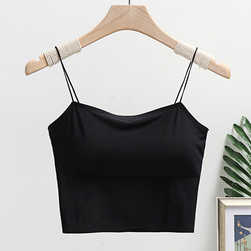 Áo lá su mịn 2 dây mảnh áo bra có mút liền cao cấp dáng croptop siêu mịn mát - KAShop