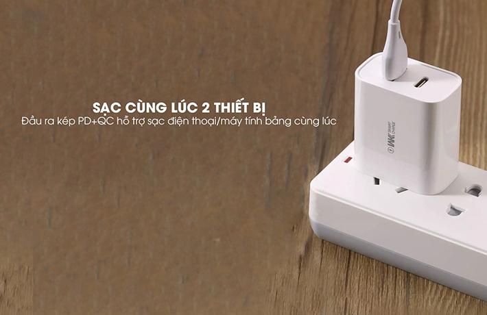 Cóc sạc nhanh cho iPhone Remax WP-U72 2 cổng USB QC3.0+PD Max 18W
