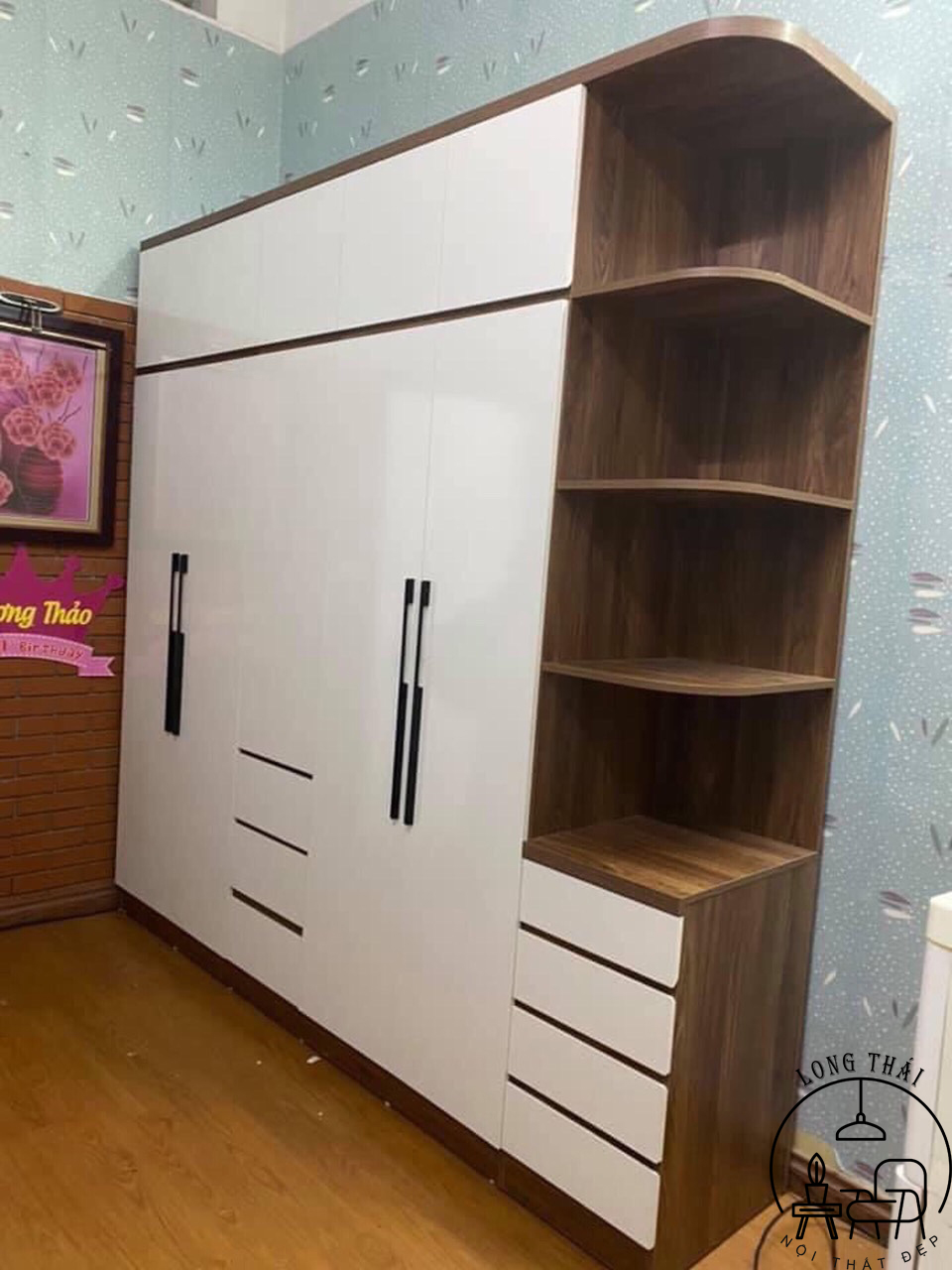 Tủ quần áo 5 cánh mở kèm 1 kệ 2m4x2m4