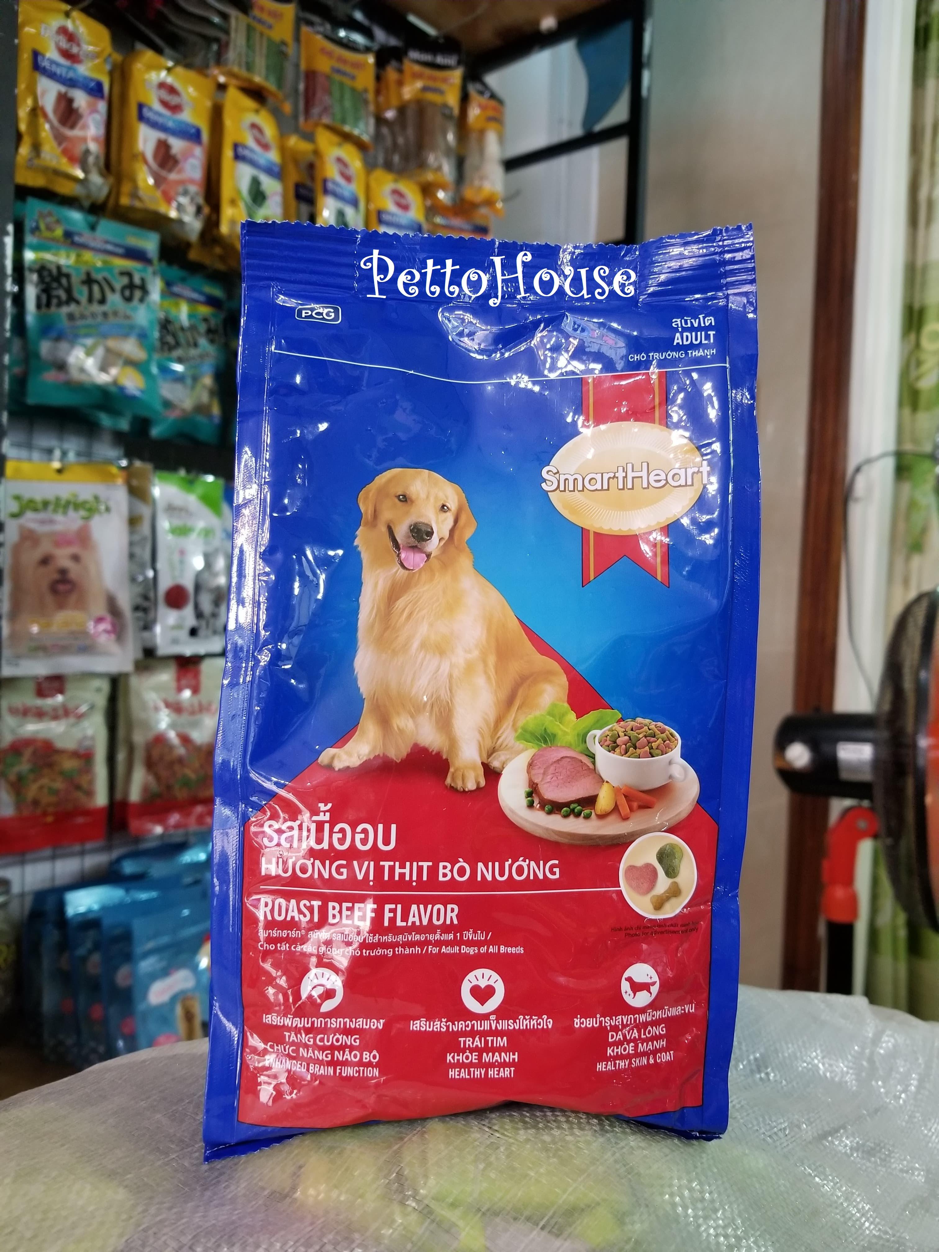 Thức ăn cho chó vị bò nướng SmartHeart adult roast beef flavor 400g hạt khô cho chó trưởng thành sản xuất tại thái lan