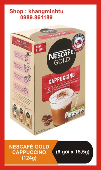 Cà phê hòa tan NesCafe Gold Cappuccino hộp 124g (hộp 8 gói) - Nestlé