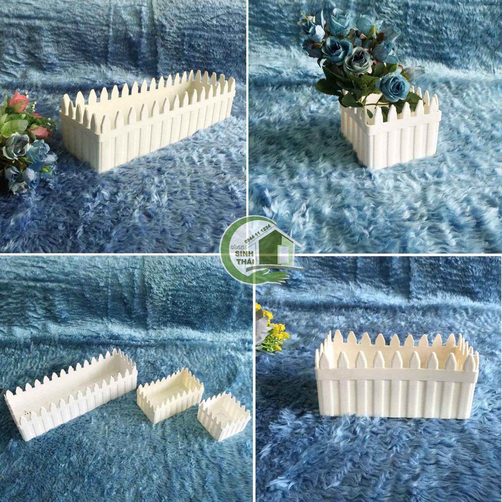 [HCM]Chậu nhựa trồng cây - chậu hàng rào màu trắng nhiều size