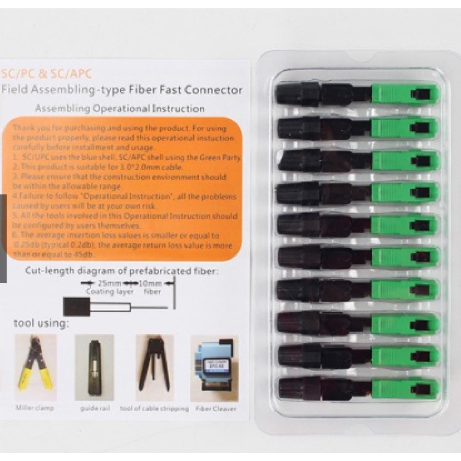 10 Đầu nối cáp quang nhanh Fast Connect SC/APC