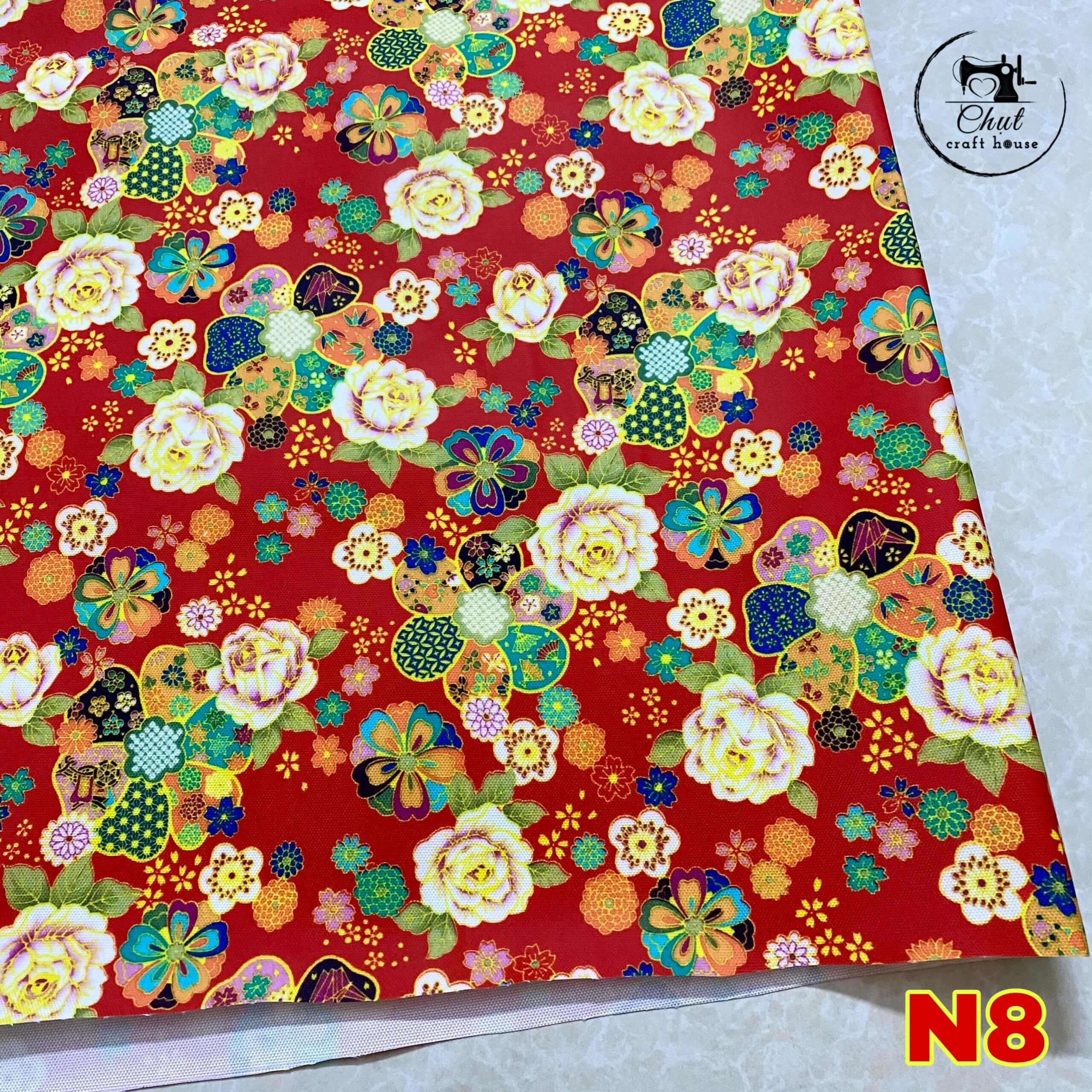 Vải Cath Kidston phủ PVC cao cấp may túi ví balo