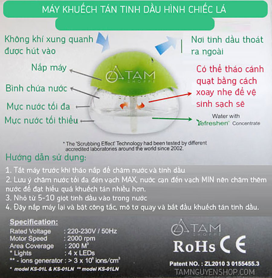 [HCM-[Tặng tinh dầu]] Máy khuếch tán tinh dầu chiếc lá Refreshener MKTTD-01