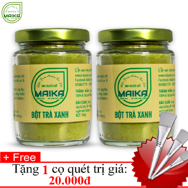 Combo 2 Bột Trà Xanh Nguyên Chất MK Farm (100g/hũ) + Tặng Cọ Quét giá rẻ