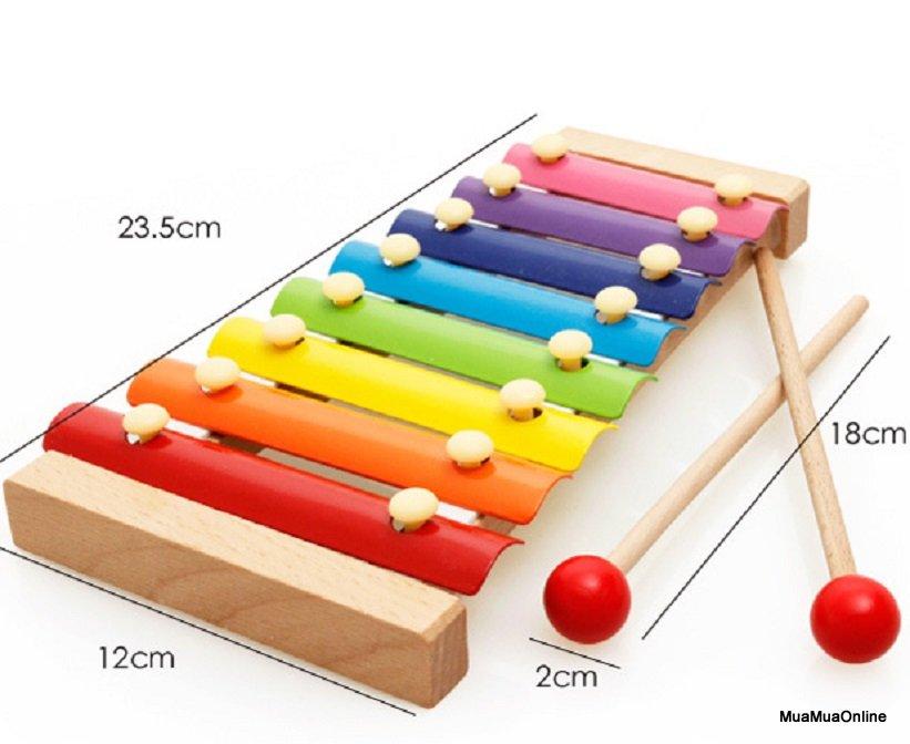 Đồ Chơi Đàn Gỗ 8 Thanh Cho Bé + 2 Thanh Gõ