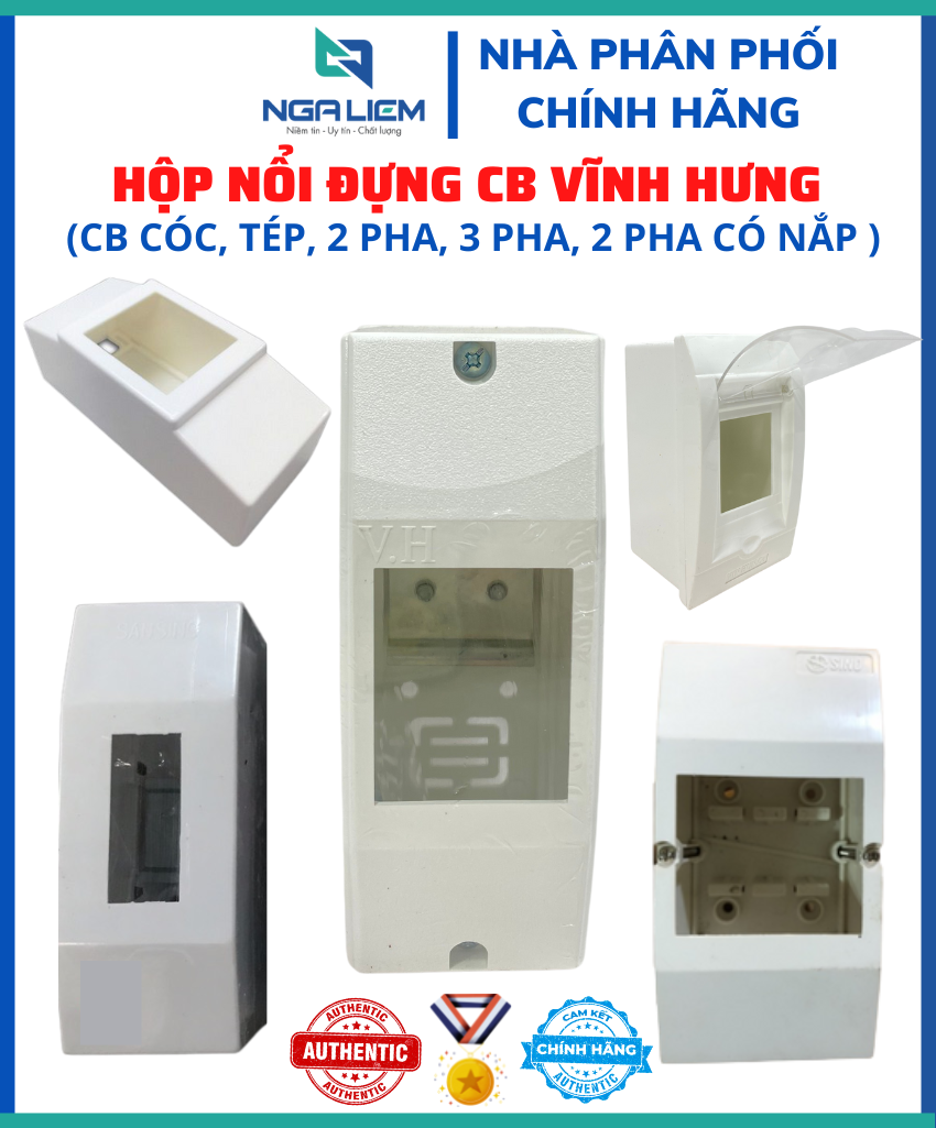 Hộp nổi đựng cb cóc, tép, 2 pha, 3 pha, 2 pha có nắp vĩnh hưng
