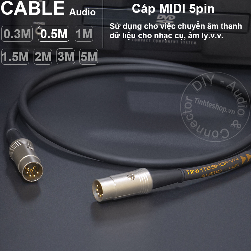 MIDI 5pin male cable DIY 0.3M to 10M