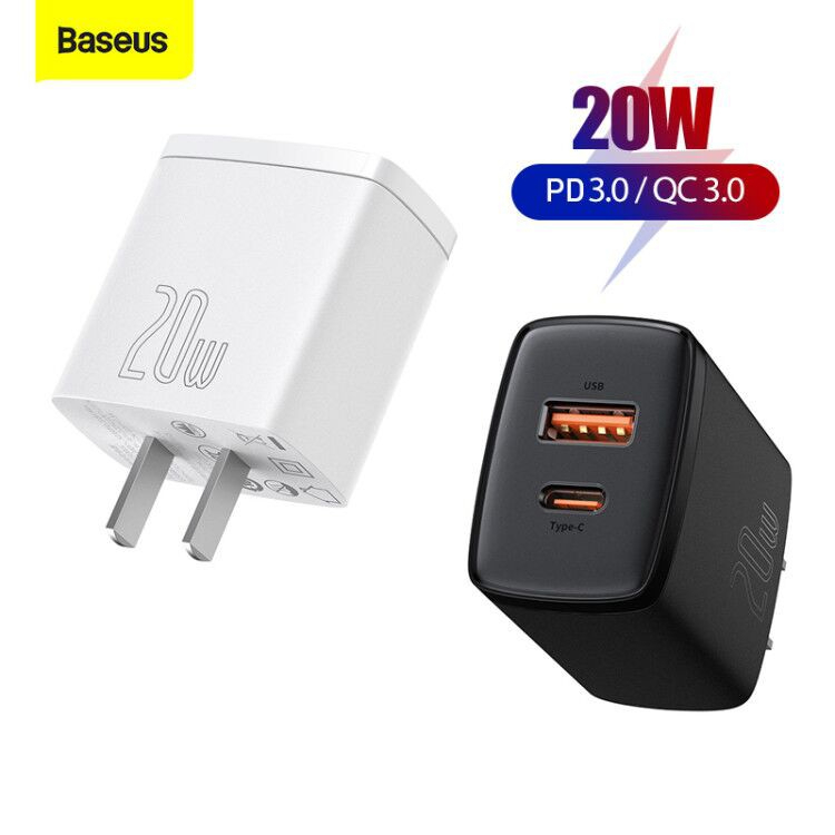 Cốc sạc nhanh siêu nhỏ gọn Baseus Compact Quick Charger 20W (USB + Type C Dual Port, 20W PD/QC 3.0 Multi Quick Charge Support)