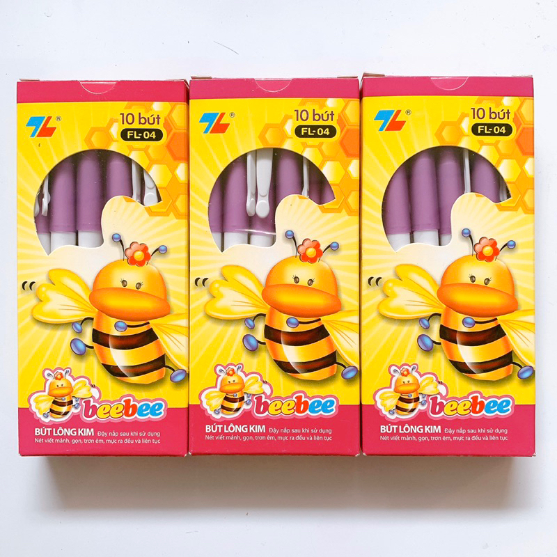 Hộp 10 Cây Bút Lông Kim Bee Bee Fl-04(Mực Tím)