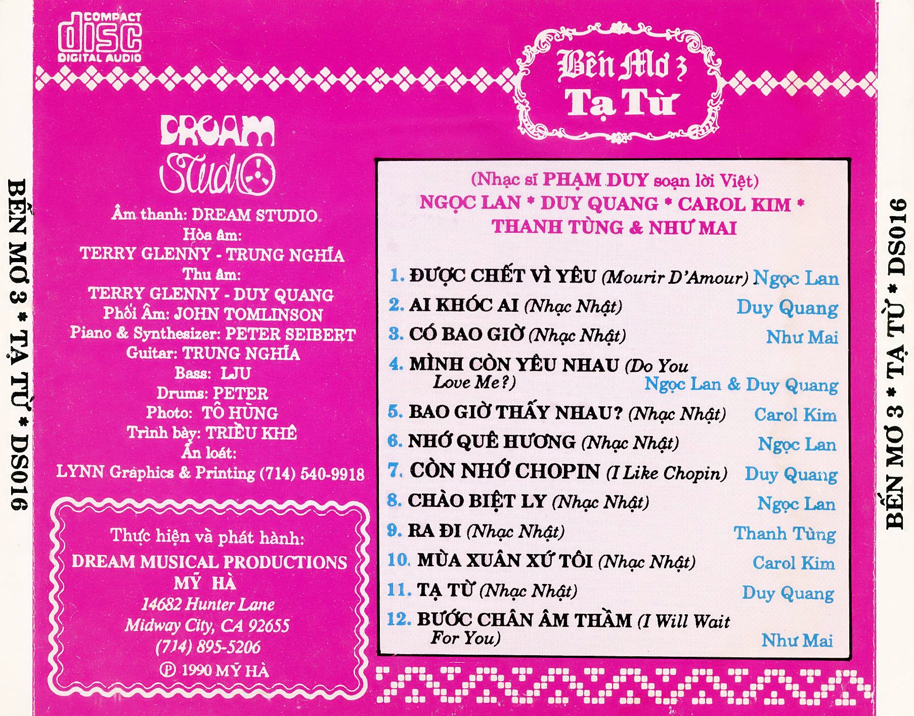 Tạ Từ - Bến Mơ 3 (Dream Studio CD016)