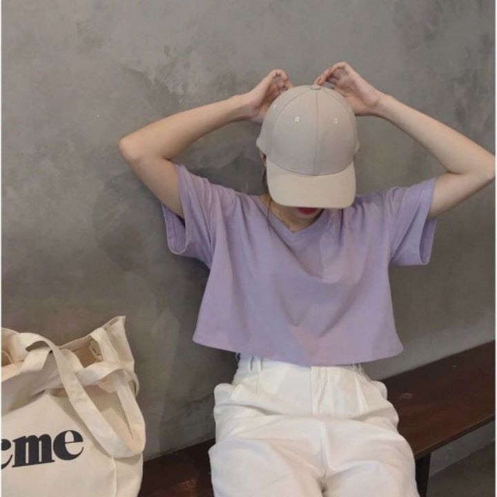 Áo croptop form rộng cổ tim - SIKY - ACRT02