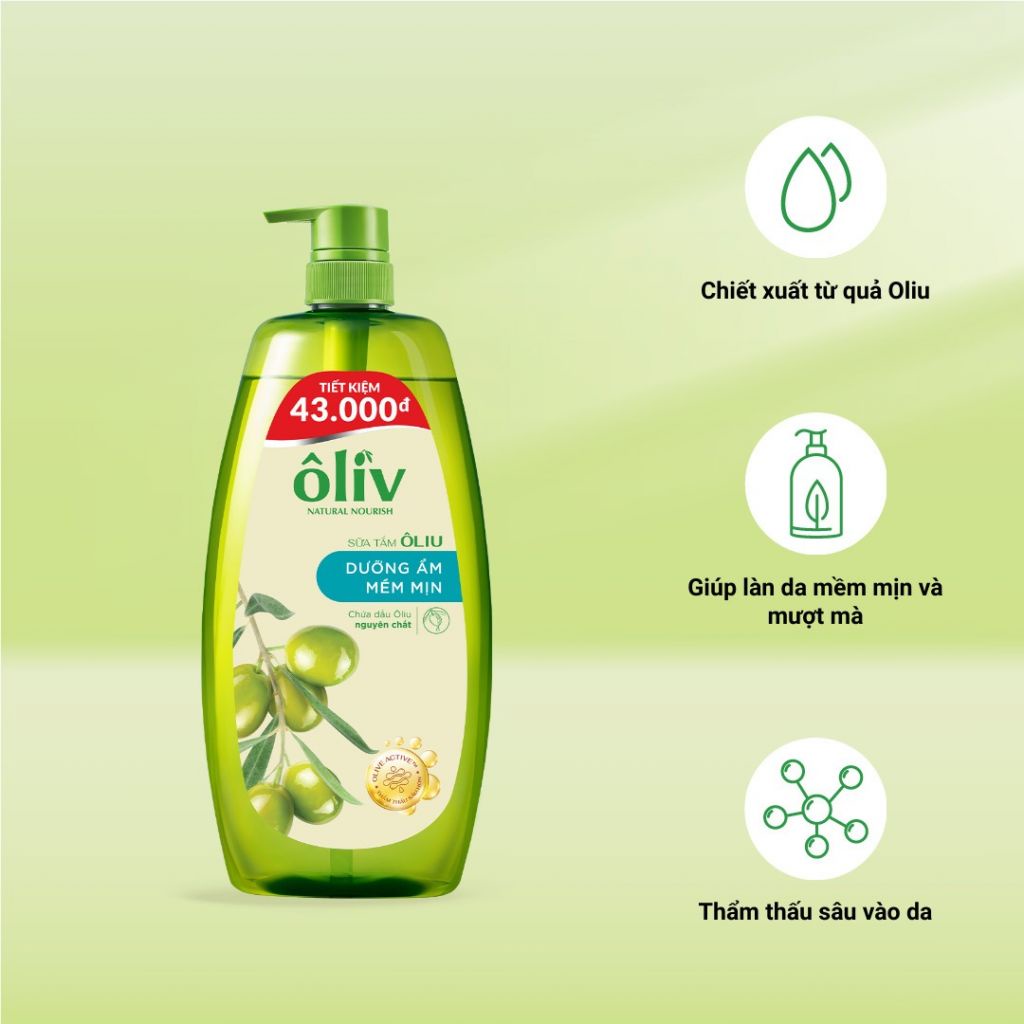 Sữa Tắm Ôliv Mềm Mịn và Sáng Da 1Lít