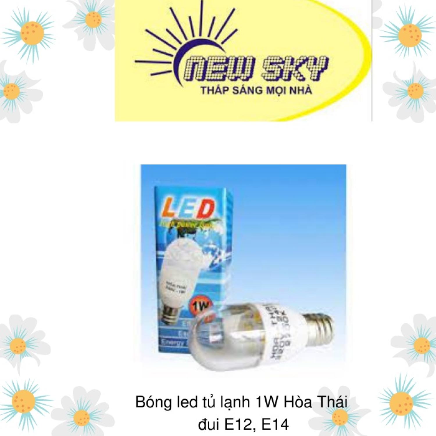 Bóng led tủ lạnh 1W Hòa Thái đui E12, E14