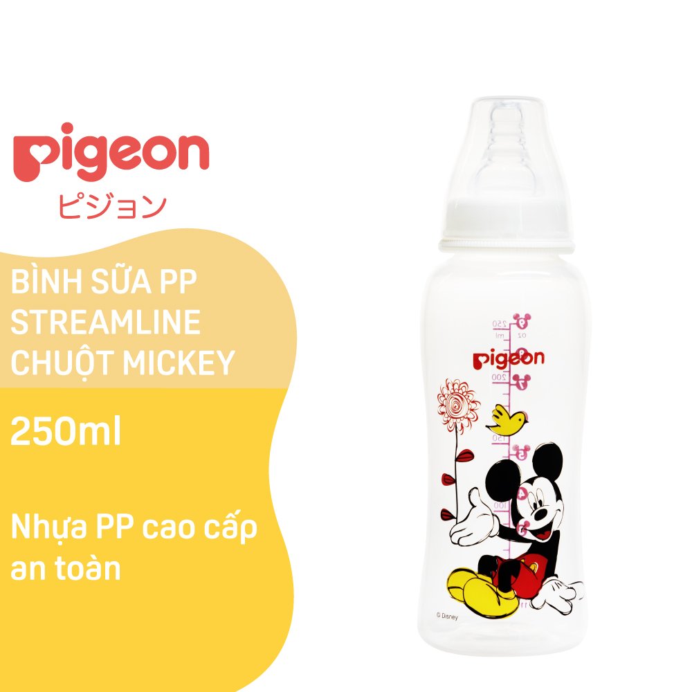 Bình sữa Pigeon PP Streamline hình chuột Mickey 250ml
